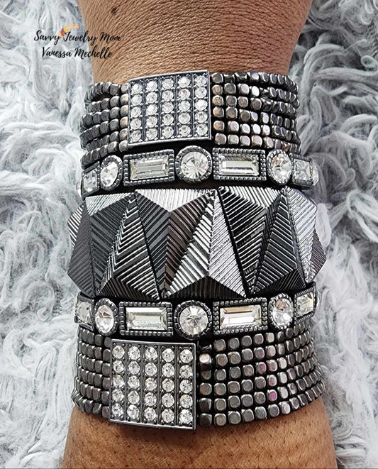 Savvy Wrist Swag #66 (Gunmetal, 5 piece bracelet set)