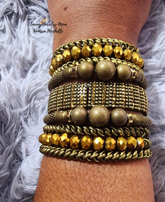 Savvy Wrist Swag #64 (Brass, 5 piece bracelet set)