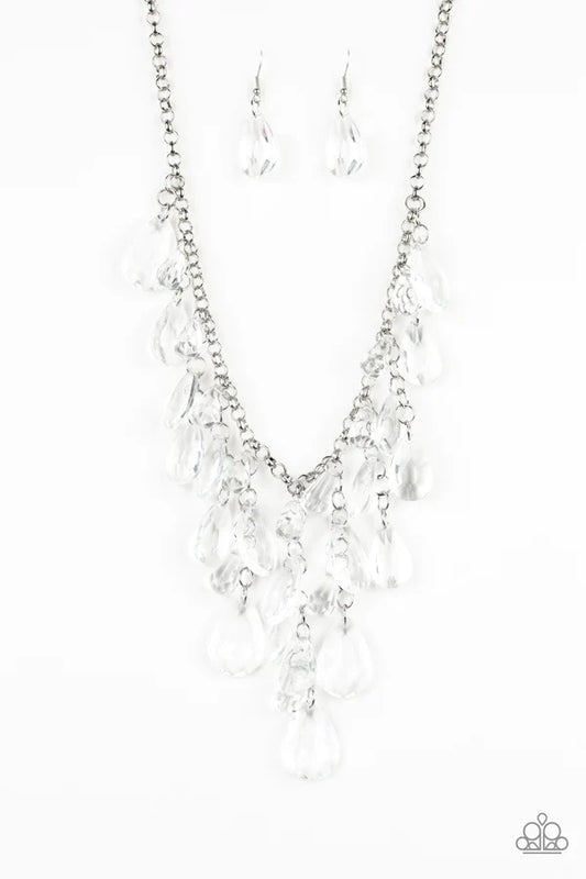 Irresistible Iridescence - White Glassy Beads Necklace