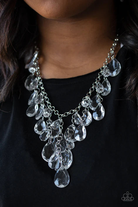 Irresistible Iridescence - White Glassy Beads Necklace