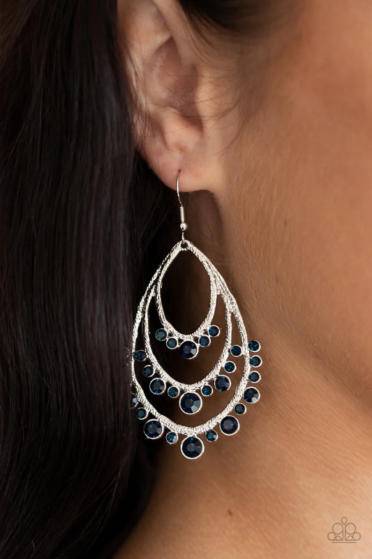Break Out In TIERS - Blue rhinestones earrings