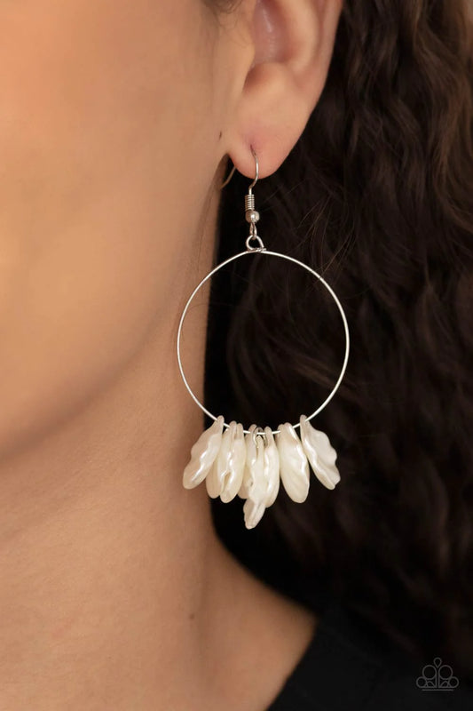 Sailboats and Seashells - white pearly earrings