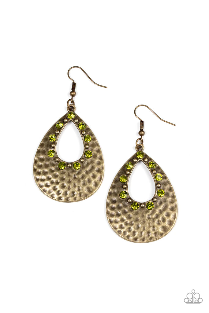 TERRAFORM TWINKLE - GREEN/BRASS EARRINGS