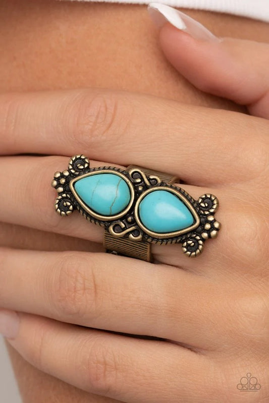 Adobe Garden - Brass/Turquoise Ring