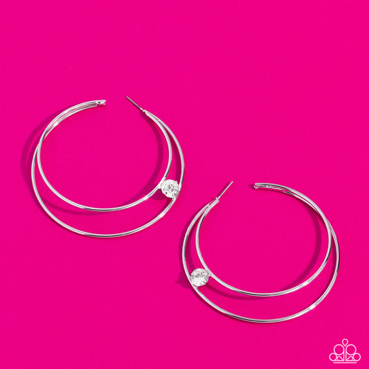 Theater HOOP - White Rhinestones Hoop Earrings