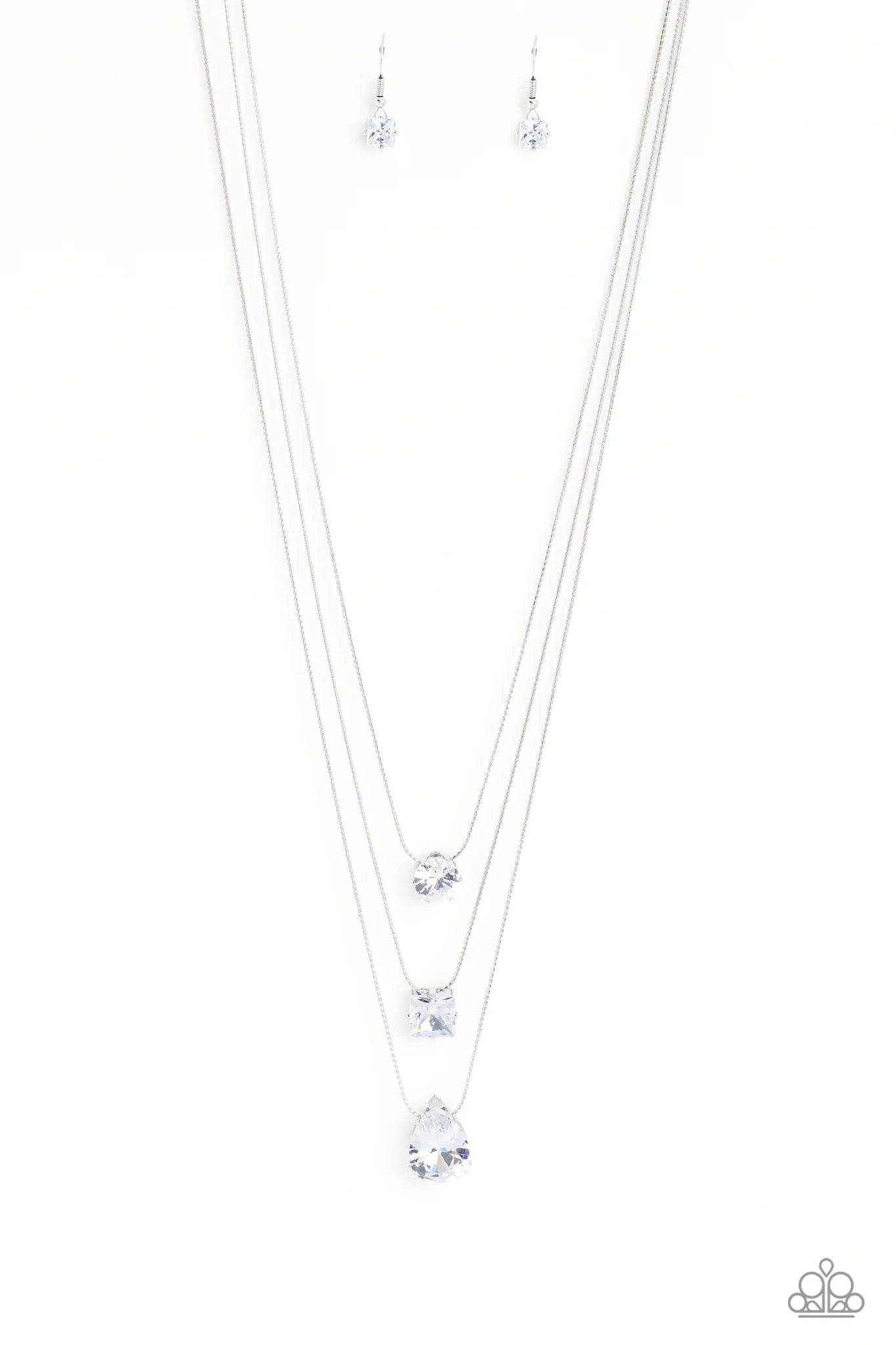 Lustrous Layers - White Gems Necklace