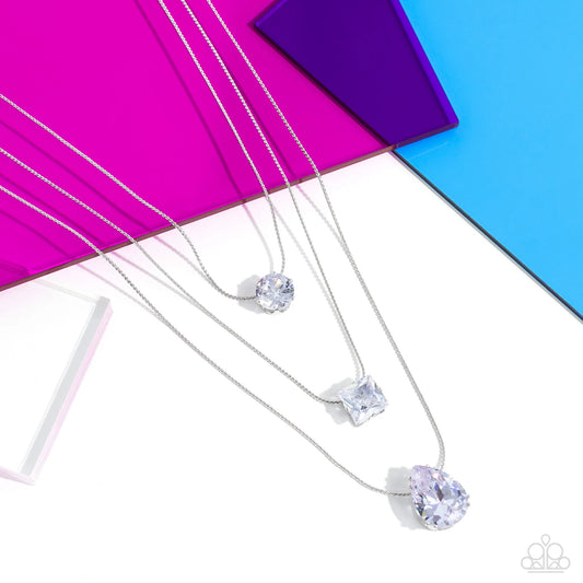 Lustrous Layers - White Gems Necklace