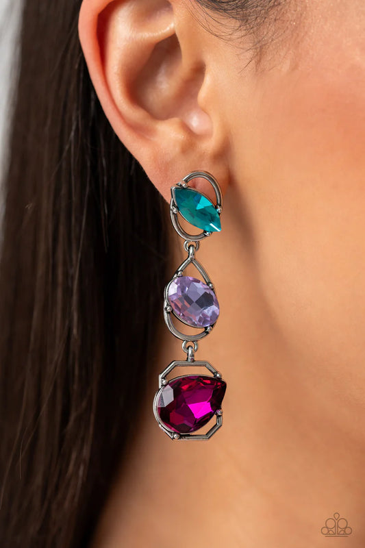 Dimensional Dance - multicolor post earrings