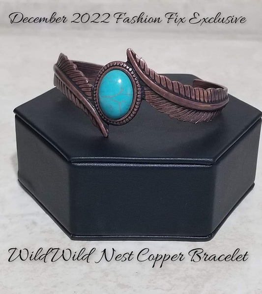 Wild Wild NEST - Copper/Turquoise Stone Cuff Bracelet
