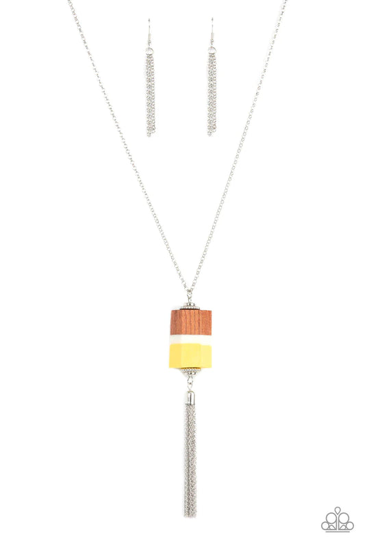 Reel It In - Yellow/Brown Necklace