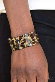 Wheres The Party? - Brown Acrylic Cuff Bracelet
