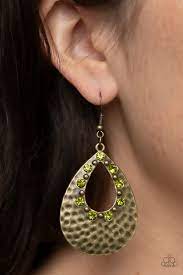 TERRAFORM TWINKLE - GREEN/BRASS EARRINGS