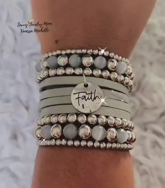 Savvy Wrist Swag #53 (Silver, 3 piece bracelet set)