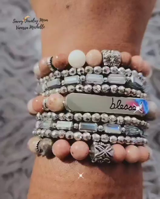 Savvy Wrist Swag #51 (Brown/Pink, 5 piece bracelet set)