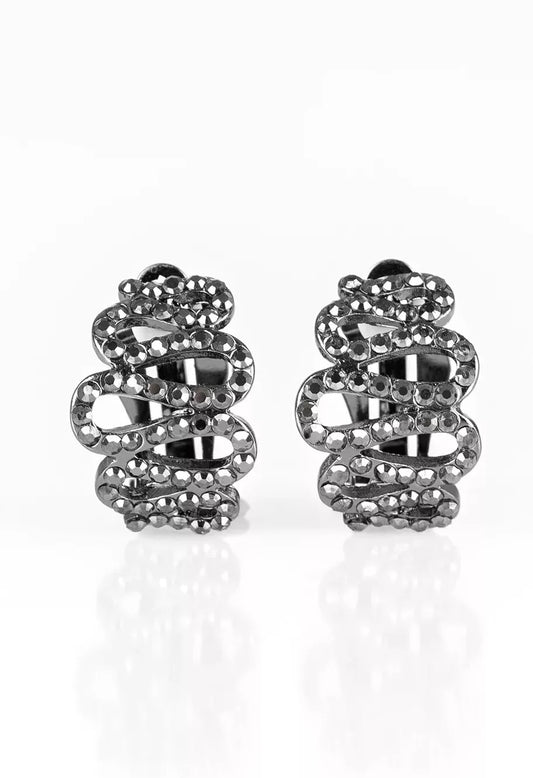 Idol Shine - Black Clip On Earrings