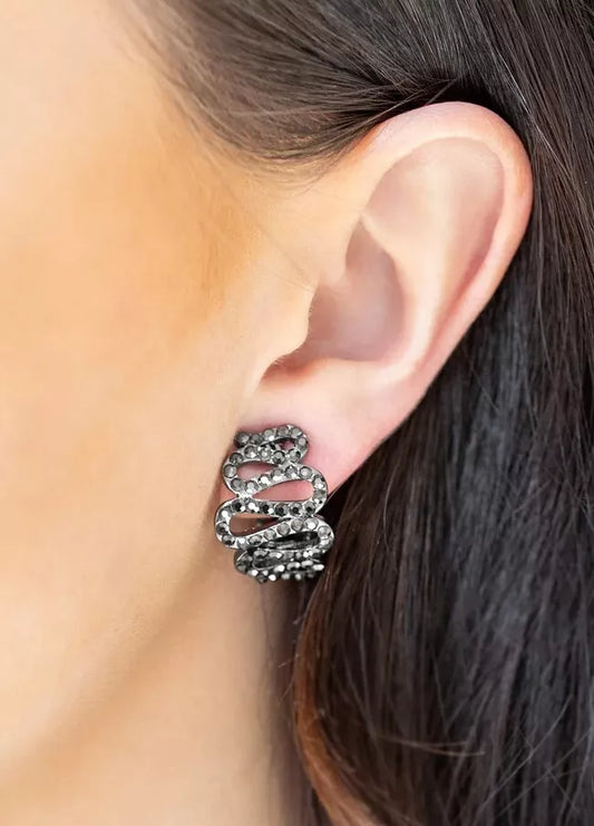Idol Shine - Black Clip On Earrings