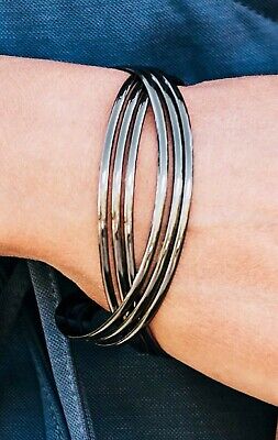 Fashion Scene - Black/Gunmetal Cuff Bracelet