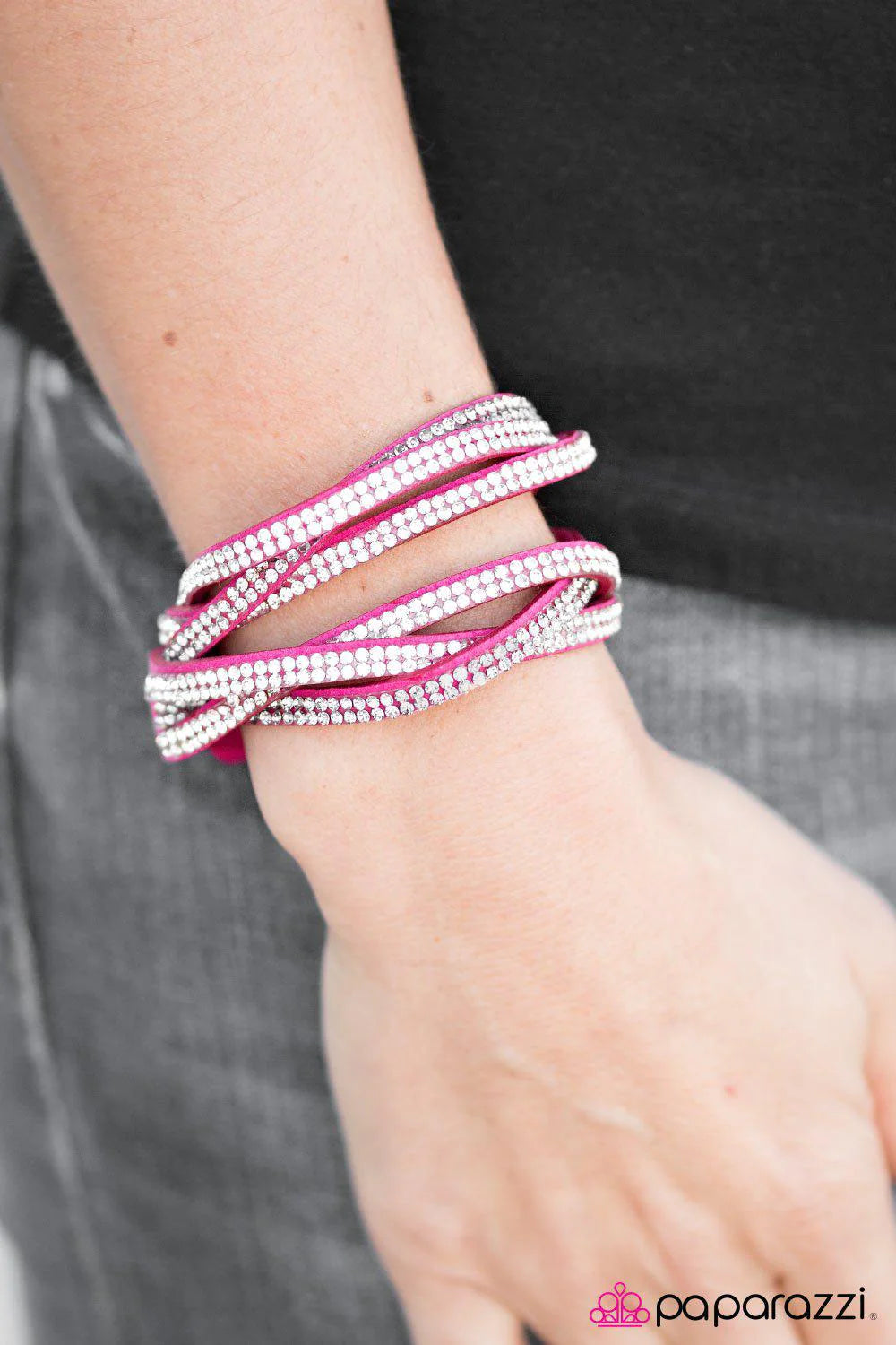 Send In The Sparkle - Pink wrap bracelet