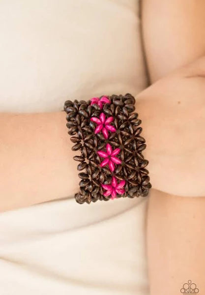 Bahama Babe - Pink wood bracelet