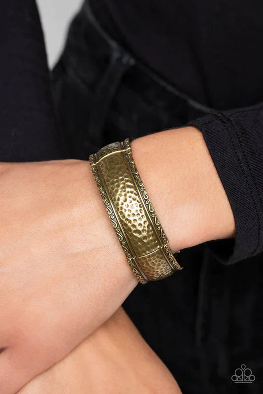 Textile Tenor - Brass Stretchy Bracelet