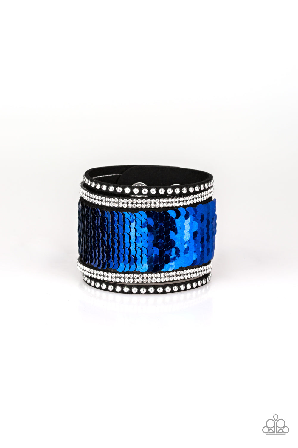 MERMAIDS Have More Fun - Blue/silver sequins wrap bracelet