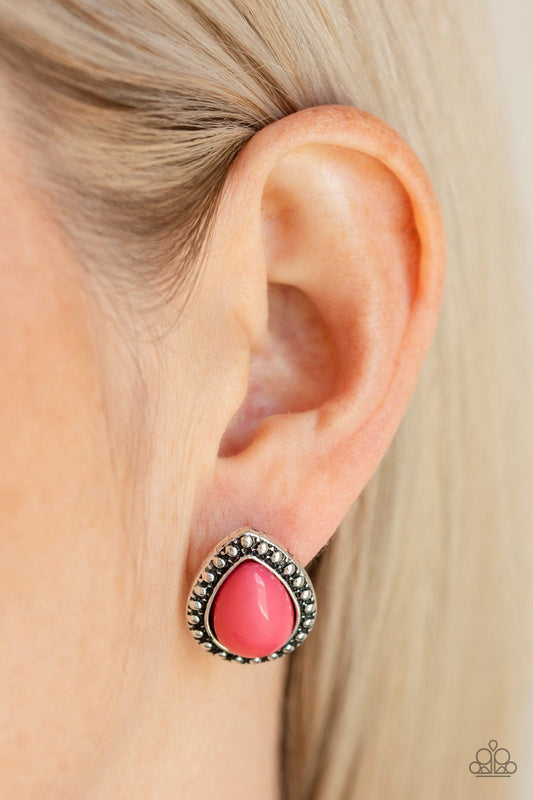 Boldly Beaded - Pink post earrings