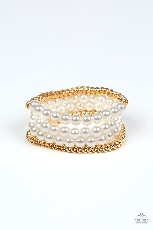 Industrial Incognito - Gold/White Pearl bracelet