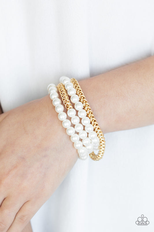Industrial Incognito - Gold/White Pearl bracelet