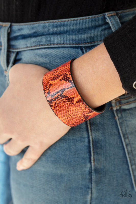 Its a Jungle Out There - Orange wrap bracelet