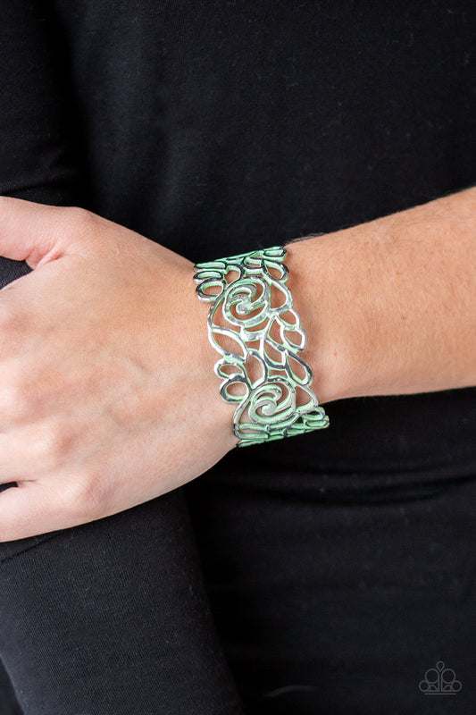 Victorian Gardens - Green cuff bracelet