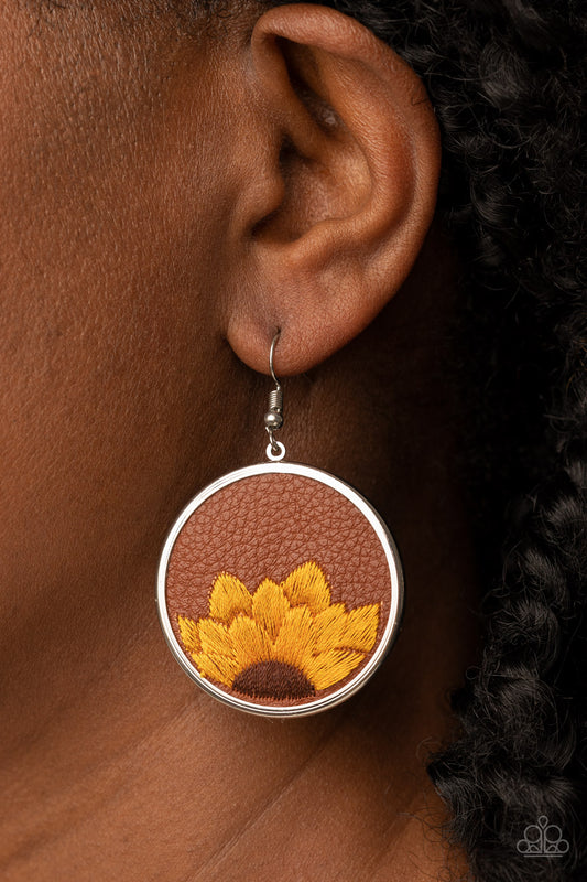 Sun-Kissed Sunflowers - Brown earrings