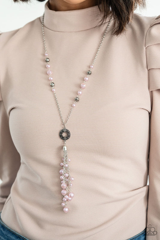 Tasseled Treasure - Pink pearl necklace
