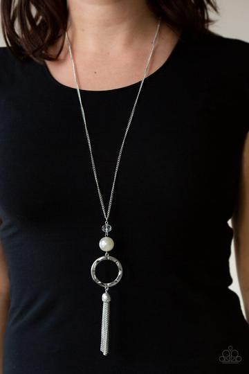 Bold Balancing Act - White pearl necklace