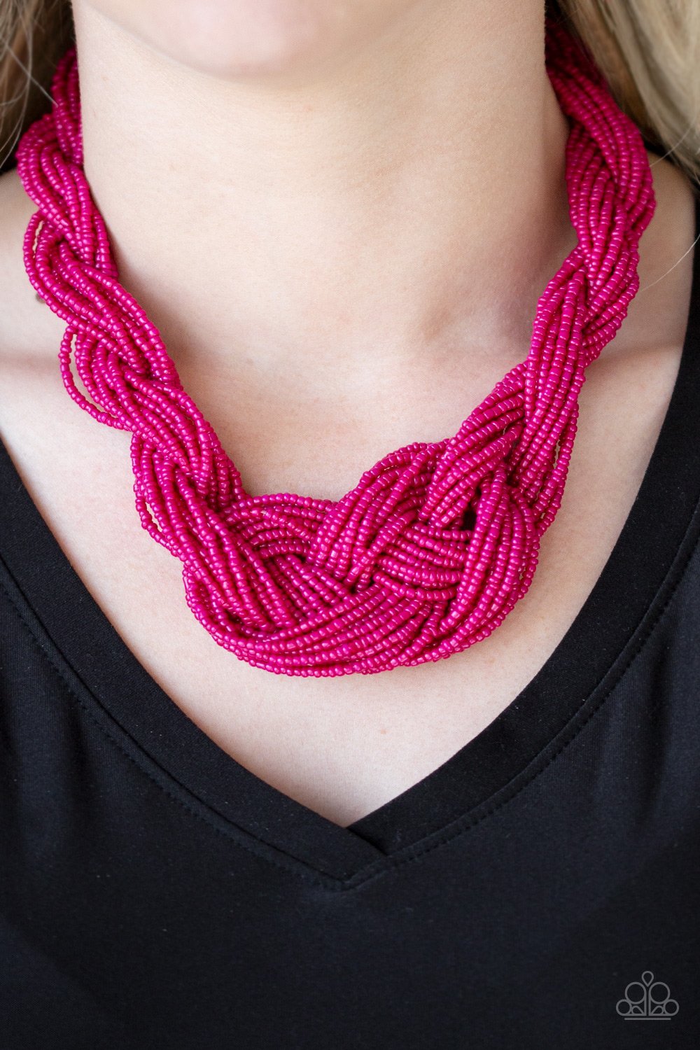 A Standing Ovation - Pink Seed Bead Necklace