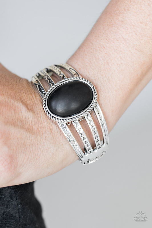 Desert Glyphs - Black hinge bracelet