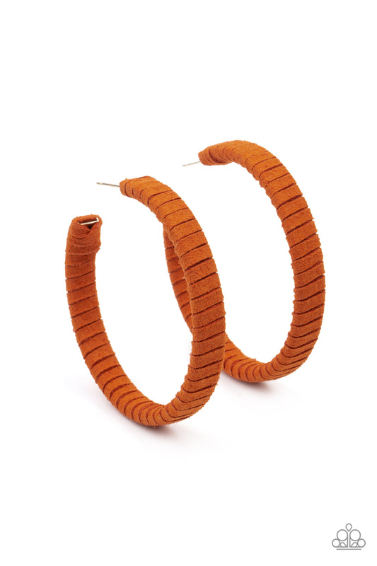 Suede Parade - Orange hoop earrings