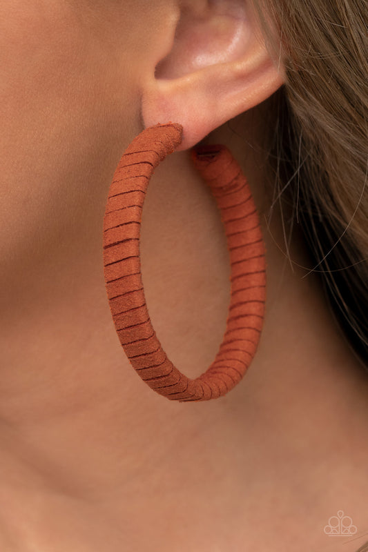 Suede Parade - Orange hoop earrings