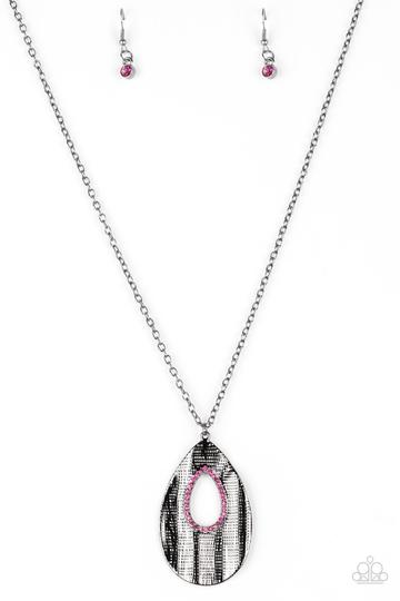 Stop, TEARDROP, and Roll - Pink necklace