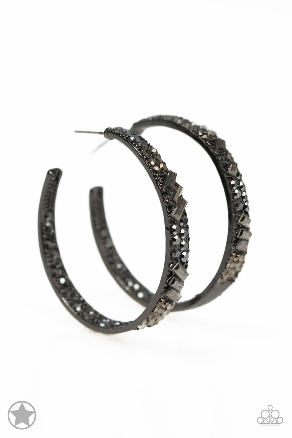GLITZY By Association - Black/Gunmetal hoop earrings