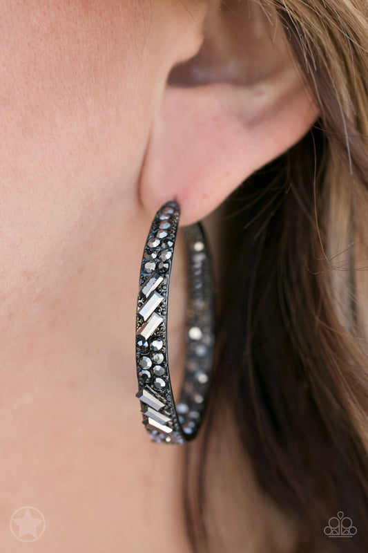 GLITZY By Association - Black/Gunmetal hoop earrings