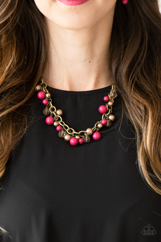The GRIT Crowd - Pink/Brass necklace