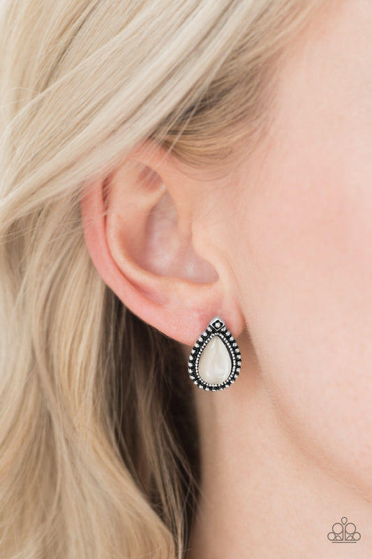 Wouldn't GLEAM Of It - White post earrings