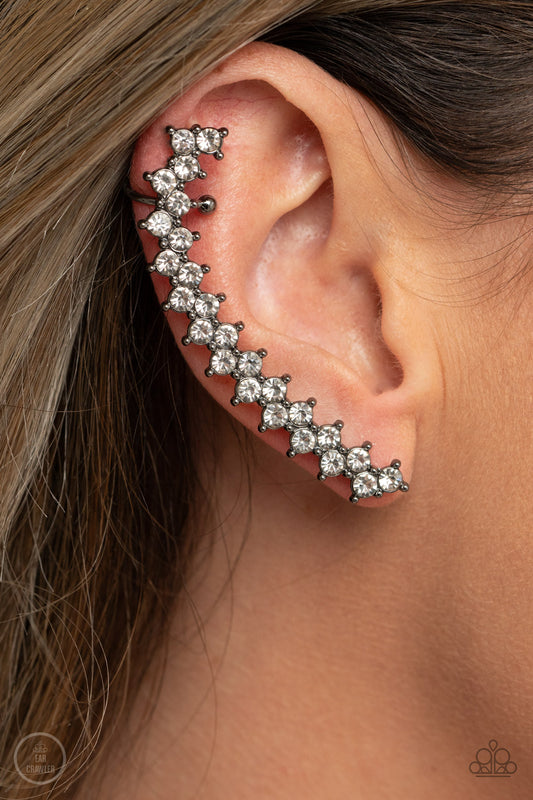 Let There Be LIGHTNING - Black/Gunmetal ear crawler earrings