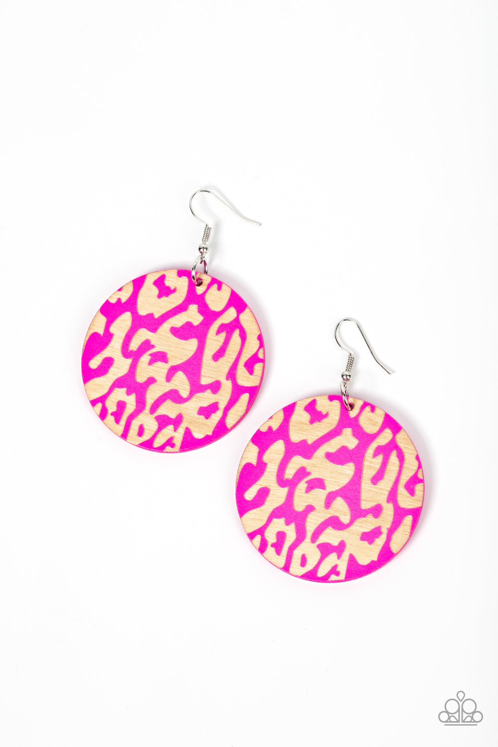 Catwalk Safari - Pink wood earrings