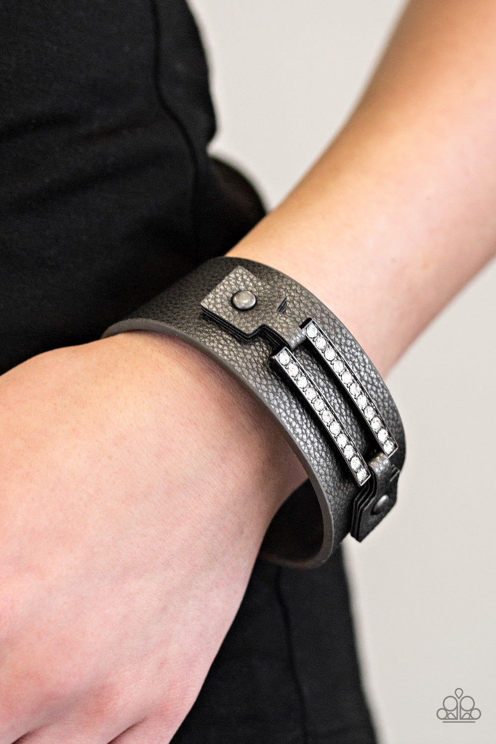 Street Glam - Black/Gunmetal wrap bracelet