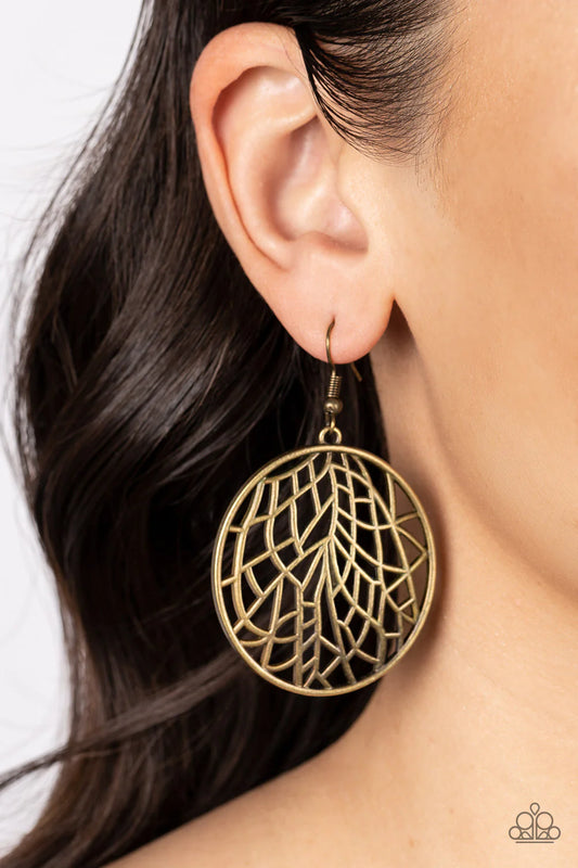 Fractured Foliage - Brass earrings
