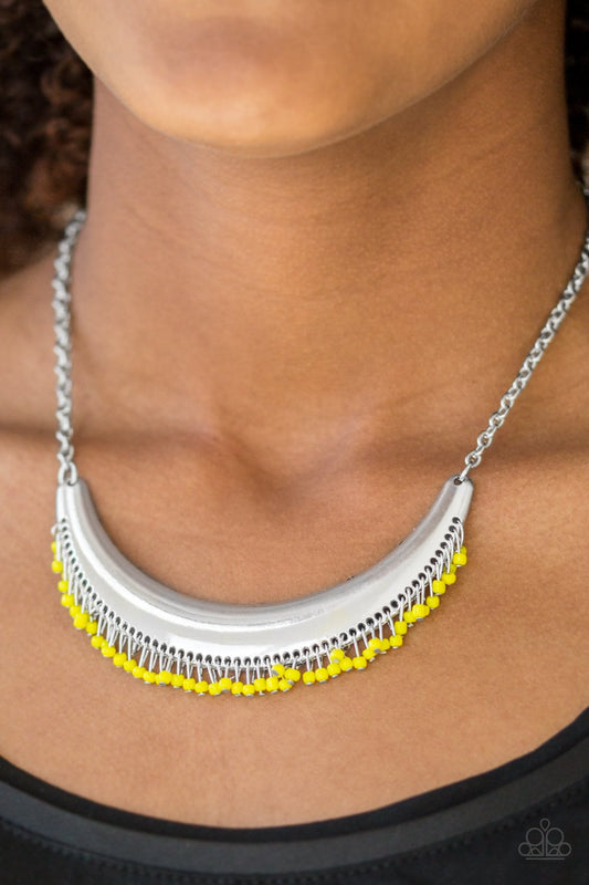 Fringe Out - Yellow seed bead necklace