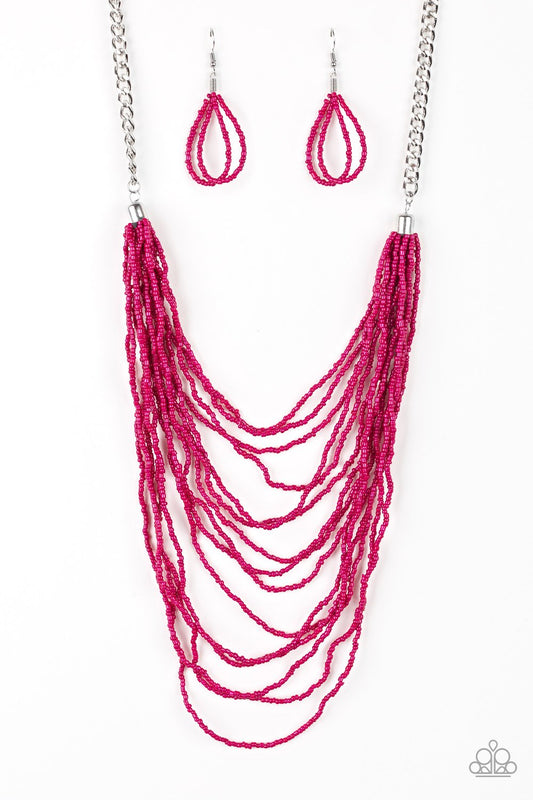 Bora Bombora - Pink seed bead necklace