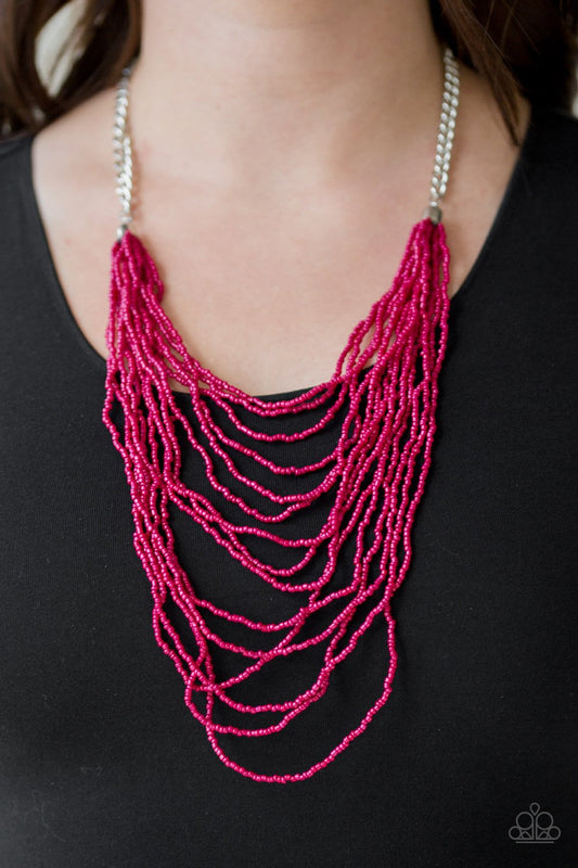 Bora Bombora - Pink seed bead necklace