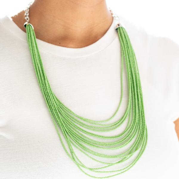 Peacefully Pacific - Green seed bead necklace
